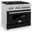 36 In. 4.6 Cu. Ft. Legacy Dual Fuel Range With 6 Burner Gas Cooktop And Electric Convection Oven In Satin Stainless Steel And Black Matte Door