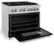 36 In. 4.6 Cu. Ft. Legacy Dual Fuel Range With 6 Burner Gas Cooktop And Electric Convection Oven In Satin Stainless Steel And Black Matte Door