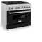 36 In. 4.6 Cu. Ft. Legacy Dual Fuel Range With 6 Burner Gas Cooktop And Electric Convection Oven In Satin Stainless Steel And Black Matte Door