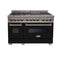 48 In. 6.0 Cu. Ft. Legacy Dual Fuel Range With 7 Burner Gas Cooktop And 2 Electric Ovens In Satin Stainless Steel And Black Matte Doors