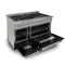 48 In. 6.0 Cu. Ft. Legacy Dual Fuel Range With 7 Burner Gas Cooktop And 2 Electric Ovens In Satin Stainless Steel And Black Matte Doors