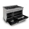 48 In. 6.0 Cu. Ft. Legacy Dual Fuel Range With 7 Burner Gas Cooktop And 2 Electric Ovens In Satin Stainless Steel And Black Matte Doors