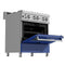30 In. 4.0 Cu. Ft. Legacy Dual Fuel Range With 4 Burner Gas Cooktop And Electric Convection Oven In Satin Stainless Steel And Blue Matte Door