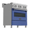 30 In. 4.0 Cu. Ft. Legacy Dual Fuel Range With 4 Burner Gas Cooktop And Electric Convection Oven In Satin Stainless Steel And Blue Matte Door