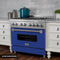 30 In. 4.0 Cu. Ft. Legacy Dual Fuel Range With 4 Burner Gas Cooktop And Electric Convection Oven In Satin Stainless Steel And Blue Matte Door