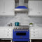 30 In. 4.0 Cu. Ft. Legacy Dual Fuel Range With 4 Burner Gas Cooktop And Electric Convection Oven In Satin Stainless Steel And Blue Matte Door
