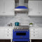 30 In. 4.0 Cu. Ft. Legacy Dual Fuel Range With 4 Burner Gas Cooktop And Electric Convection Oven In Satin Stainless Steel And Blue Matte Door