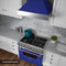 30 In. 4.0 Cu. Ft. Legacy Dual Fuel Range With 4 Burner Gas Cooktop And Electric Convection Oven In Satin Stainless Steel And Blue Matte Door