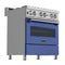 30 In. 4.0 Cu. Ft. Legacy Dual Fuel Range With 4 Burner Gas Cooktop And Electric Convection Oven In Satin Stainless Steel And Blue Matte Door