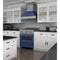 30 In. 4.0 Cu. Ft. Legacy Dual Fuel Range With 4 Burner Gas Cooktop And Electric Convection Oven In Satin Stainless Steel And Blue Matte Door