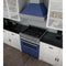 30 In. 4.0 Cu. Ft. Legacy Dual Fuel Range With 4 Burner Gas Cooktop And Electric Convection Oven In Satin Stainless Steel And Blue Matte Door