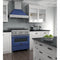 30 In. 4.0 Cu. Ft. Legacy Dual Fuel Range With 4 Burner Gas Cooktop And Electric Convection Oven In Satin Stainless Steel And Blue Matte Door