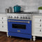 36 In. 4.6 Cu. Ft. Legacy Dual Fuel Range With 6 Burner Gas Cooktop And Electric Convection Oven In Satin Stainless Steel And Blue Matte Door