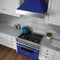 36 In. 4.6 Cu. Ft. Legacy Dual Fuel Range With 6 Burner Gas Cooktop And Electric Convection Oven In Satin Stainless Steel And Blue Matte Door