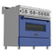 36 In. 4.6 Cu. Ft. Legacy Dual Fuel Range With 6 Burner Gas Cooktop And Electric Convection Oven In Satin Stainless Steel And Blue Matte Door