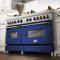 60 In. 7.4 Cu. Ft. Legacy Dual Fuel Range With 9 Burner Gas Cooktop And 2 Electric Convection Ovens In Satin Stainless Steel And Blue Matte Doors