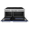 60 In. 7.4 Cu. Ft. Legacy Dual Fuel Range With 9 Burner Gas Cooktop And 2 Electric Convection Ovens In Satin Stainless Steel And Blue Matte Doors