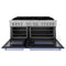 60 In. 7.4 Cu. Ft. Legacy Dual Fuel Range With 9 Burner Gas Cooktop And 2 Electric Convection Ovens In Satin Stainless Steel And Blue Matte Doors