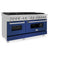 60 In. 7.4 Cu. Ft. Legacy Dual Fuel Range With 9 Burner Gas Cooktop And 2 Electric Convection Ovens In Satin Stainless Steel And Blue Matte Doors