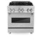 30 In. 4.0 Cu. Ft. Legacy Dual Fuel Range With 4 Burner Gas Cooktop And Electric Convection Oven In Stainless Steel With Satin Stainless Steel Door