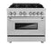 36 In. 4.6 Cu. Ft. Legacy Dual Fuel Range With 6 Burner Gas Cooktop And Electric Convection Oven In Stainless Steel With Satin Stainless Steel Door