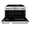 48 In. 6.0 Cu. Ft. Legacy Dual Fuel Range With 7 Burner Gas Cooktop And 2 Electric Ovens In Stainless Steel With Satin Stainless Steel Doors