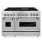 48 In. 6.0 Cu. Ft. Legacy Dual Fuel Range With 7 Burner Gas Cooktop And 2 Electric Ovens In Stainless Steel With Satin Stainless Steel Doors