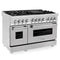 48 In. 6.0 Cu. Ft. Legacy Dual Fuel Range With 7 Burner Gas Cooktop And 2 Electric Ovens In Stainless Steel With Satin Stainless Steel Doors