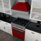 36 In. 4.6 Cu. Ft. Legacy Dual Fuel Range With 6 Burner Gas Cooktop And Electric Convection Oven In Satin Stainless Steel And Red Gloss Door