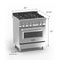 36 In. 4.6 Cu. Ft. Legacy Dual Fuel Range With 6 Burner Gas Cooktop And Electric Convection Oven In Satin Stainless Steel And Red Gloss Door