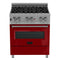 36 In. 4.6 Cu. Ft. Legacy Dual Fuel Range With 6 Burner Gas Cooktop And Electric Convection Oven In Satin Stainless Steel And Red Gloss Door