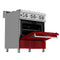36 In. 4.6 Cu. Ft. Legacy Dual Fuel Range With 6 Burner Gas Cooktop And Electric Convection Oven In Satin Stainless Steel And Red Gloss Door
