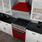 36 In. 4.6 Cu. Ft. Legacy Dual Fuel Range With 6 Burner Gas Cooktop And Electric Convection Oven In Satin Stainless Steel And Red Gloss Door