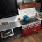 48 In. 6.0 Cu. Ft. Legacy Dual Fuel Range With 7 Burner Gas Cooktop And 2 Electric Ovens In Satin Stainless Steel And Red Gloss Doors