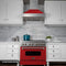 30 In. 4.0 Cu. Ft. Legacy Dual Fuel Range With 4 Burner Gas Cooktop And Electric Convection Oven In Satin Stainless Steel And Red Matte Door