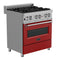 30 In. 4.0 Cu. Ft. Legacy Dual Fuel Range With 4 Burner Gas Cooktop And Electric Convection Oven In Satin Stainless Steel And Red Matte Door