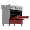 30 In. 4.0 Cu. Ft. Legacy Dual Fuel Range With 4 Burner Gas Cooktop And Electric Convection Oven In Satin Stainless Steel And Red Matte Door