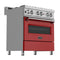 30 In. 4.0 Cu. Ft. Legacy Dual Fuel Range With 4 Burner Gas Cooktop And Electric Convection Oven In Satin Stainless Steel And Red Matte Door