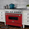 30 In. 4.0 Cu. Ft. Legacy Dual Fuel Range With 4 Burner Gas Cooktop And Electric Convection Oven In Satin Stainless Steel And Red Matte Door