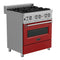 30 In. 4.0 Cu. Ft. Legacy Dual Fuel Range With 4 Burner Gas Cooktop And Electric Convection Oven In Satin Stainless Steel And Red Matte Door