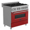 36 In. 4.6 Cu. Ft. Legacy Dual Fuel Range With 6 Burner Gas Cooktop And Electric Convection Oven In Satin Stainless Steel And Red Matte Door