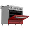 36 In. 4.6 Cu. Ft. Legacy Dual Fuel Range With 6 Burner Gas Cooktop And Electric Convection Oven In Satin Stainless Steel And Red Matte Door
