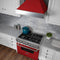 36 In. 4.6 Cu. Ft. Legacy Dual Fuel Range With 6 Burner Gas Cooktop And Electric Convection Oven In Satin Stainless Steel And Red Matte Door