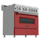 36 In. 4.6 Cu. Ft. Legacy Dual Fuel Range With 6 Burner Gas Cooktop And Electric Convection Oven In Satin Stainless Steel And Red Matte Door