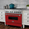 36 In. 4.6 Cu. Ft. Legacy Dual Fuel Range With 6 Burner Gas Cooktop And Electric Convection Oven In Satin Stainless Steel And Red Matte Door