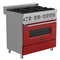 36 In. 4.6 Cu. Ft. Legacy Dual Fuel Range With 6 Burner Gas Cooktop And Electric Convection Oven In Satin Stainless Steel And Red Matte Door