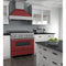 36 In. 4.6 Cu. Ft. Legacy Dual Fuel Range With 6 Burner Gas Cooktop And Electric Convection Oven In Satin Stainless Steel And Red Matte Door