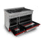 48 In. 6.0 Cu. Ft. Legacy Dual Fuel Range With 7 Burner Gas Cooktop And 2 Electric Ovens In Satin Stainless Steel And Red Matte Doors