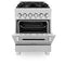 24 In. 2.8 Cu. Ft. Legacy Dual Fuel Range With 4 Burner Gas Cooktop And Electric Convection Oven In Satin Stainless Steel