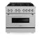 36 In. 4.6 Cu. Ft. Legacy Dual Fuel Range With 6 Burner Gas Cooktop And Electric Convection Oven In Satin Stainless Steel